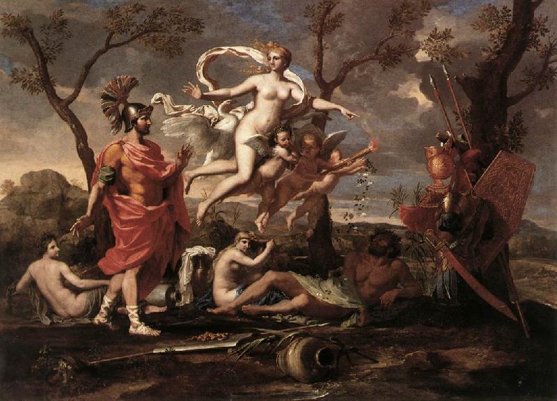 POUSSIN, Nicolas Venus Presenting Arms to Aeneas f oil painting picture